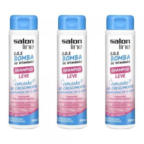Salon Line Sos Bomba Leve Shampoo 300ml (Kit C/03)