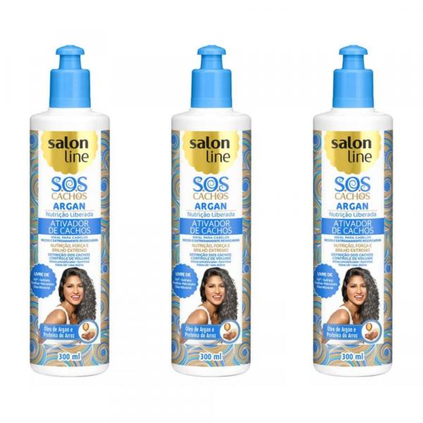 Salon Line Sos Cachos Ativador Argan 300ml (Kit C/03)