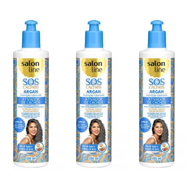 Salon Line Sos Cachos Ativador Argan 300ml (Kit C/03)
