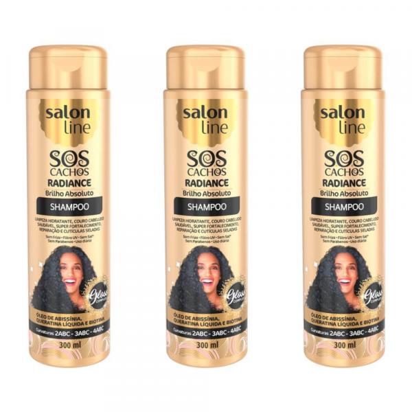 Salon Line Sos Cachos Shampoo Radiance Brilho Absoluto 300ml (kit C/03)