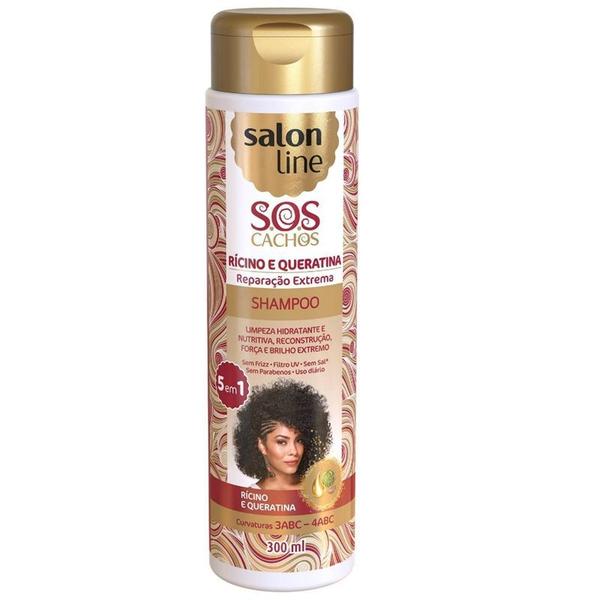 Salon Line Sos Cachos Shampoo Rícino e Queratina 300ml