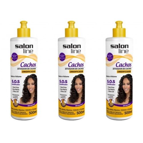 Salon Line Sos Umidificador Ativador de Cachos 500ml (kit C/03)