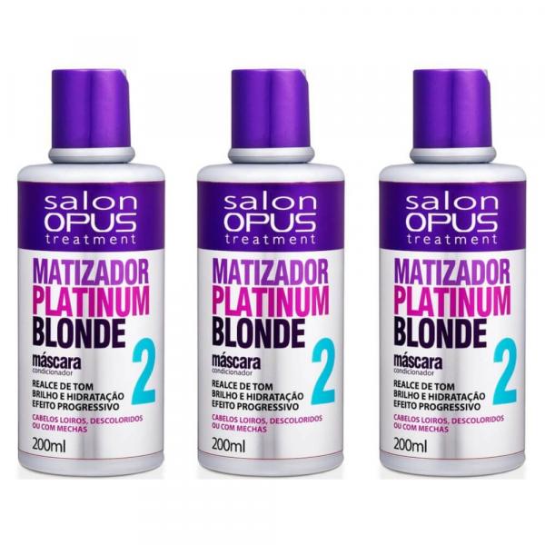 Salon Opus Matizador Platinum Blond Máscara 200ml (Kit C/03) - Salon Line
