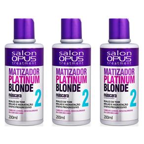Salon Opus Matizador Platinum Blond Máscara 200ml - Kit com 03