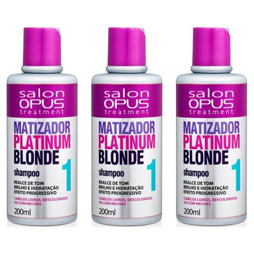 Salon Opus Matizador Platinum Blond Shampoo 200ml (kit C/03)