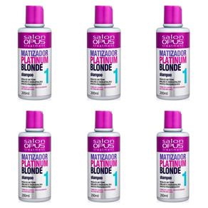 Salon Opus Matizador Platinum Blond Shampoo 200ml - Kit com 06