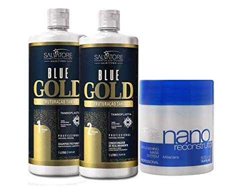 Salvatore Escova Progressiva Blue Gold 1000ml + Máscara Nano Reconstrutora 500g