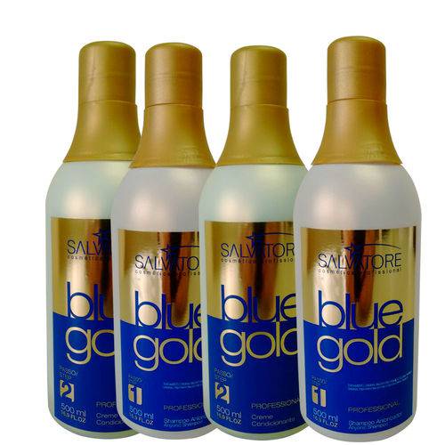 Salvatore Escova Progressiva Blue Gold Sem Formol Combo Especial 2 Kits 500ml