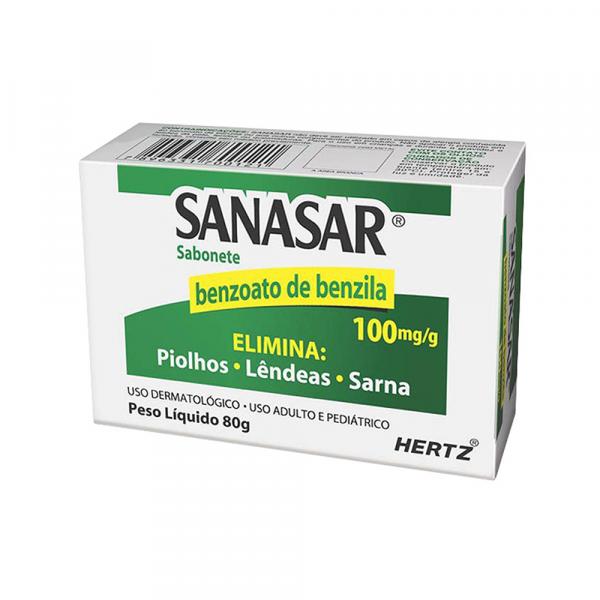 Sanasar Sabonete Benzoato de Benzila Elimina Piolhos Lêndeas Sarna 80g - Kley Hertz