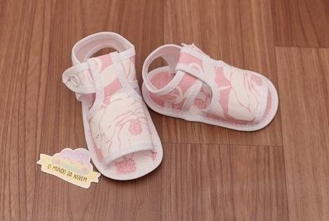 Sandálias para Bebê - Rosa com Branco (Rosa, 15)
