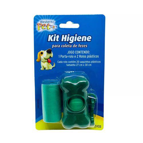 Saquinhos Plásticos e Porta-rolo Kit Higiene Verde Coleta Fezes Cão Western Pet