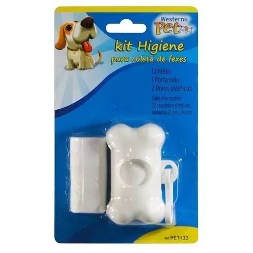 Saquinhos Plásticos Porta-rolo Kit Higiene Branco Coleta Fezes Cão Western Pet