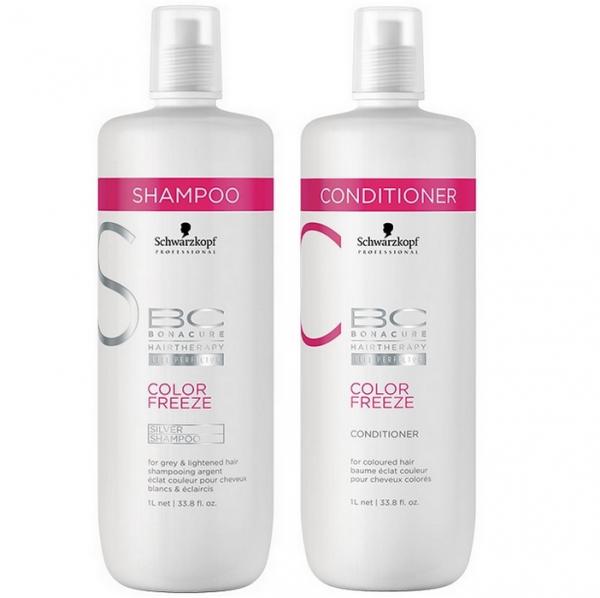 Schwarzkopf Bc Bonacure Color Freeze Duo Kit Silver Shampoo (1000ml) e Condicionador (1000ml)