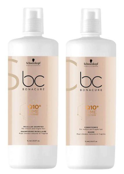 Schwarzkopf BC Q10+ Time Restore Kit Micellar Shampoo (1000ml) e Condicionador (1000ml)
