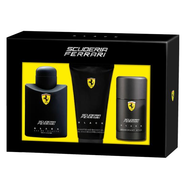Scuderia Ferrari Black Ferrari - Masculino - Eau de Toilette - Perfume + Gel de Banho + Desodorante