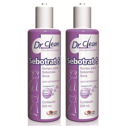 Sebotrat S Shampoo Agener para Seborreia Seca Dr Clean Kit 2 Unidades 200 Ml Cada