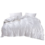 Seda artificial respirável confortável conjunto de cama fronha capa de edredão (Queen)