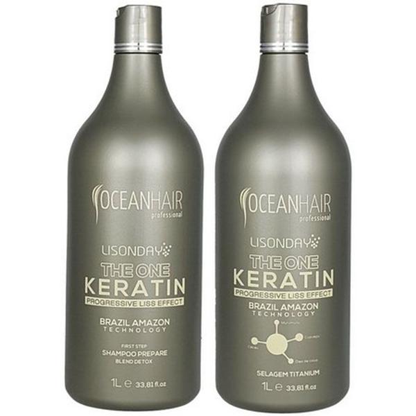 Selagem Titanium Lisonday The One Keratin 1L e SHampoo Prepare 1Litro Ocean Hair - Oceanhair