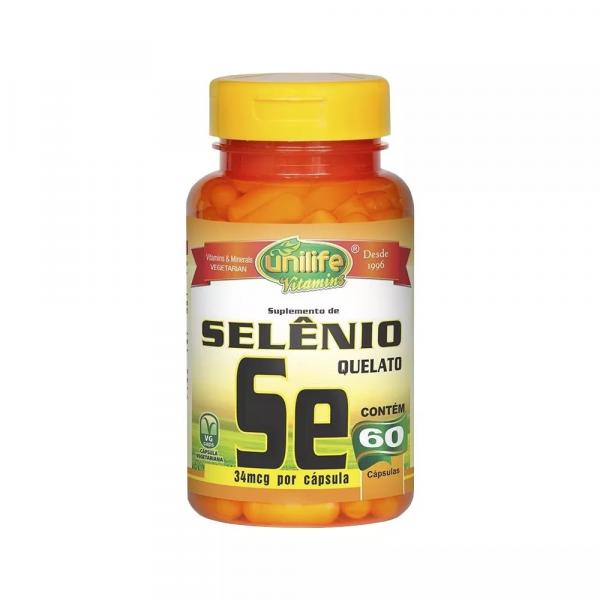 Selênio Quelato 60 Cápsulas 500mg Unilife