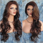 Hot Selling European and American Wig Womens Fashion Black Long Curly Hair Realistic Wig Set Black Wig Factory Spot