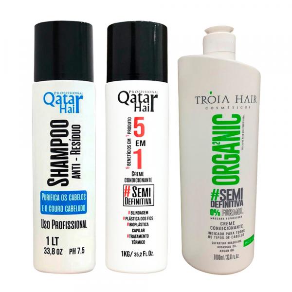 Kit Trio Shampoo + Organic + 5 Em 1 Tróia Hair 3x1litro