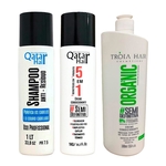 Semi Definitiva Organic Tróia Hair mais kit 5 Em 1 Qatar 3x1000ml
