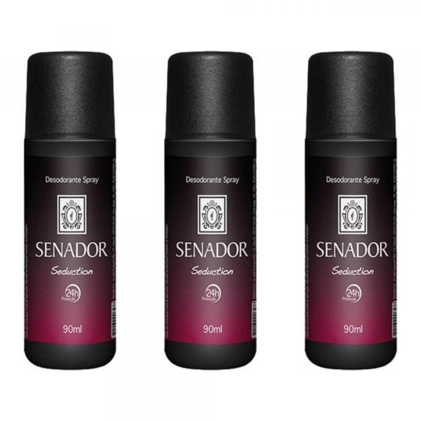 Senador Seduction Desodorante Spray 90ml (Kit C/03)