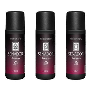 Senador Seduction Desodorante Spray 90ml - Kit com 03