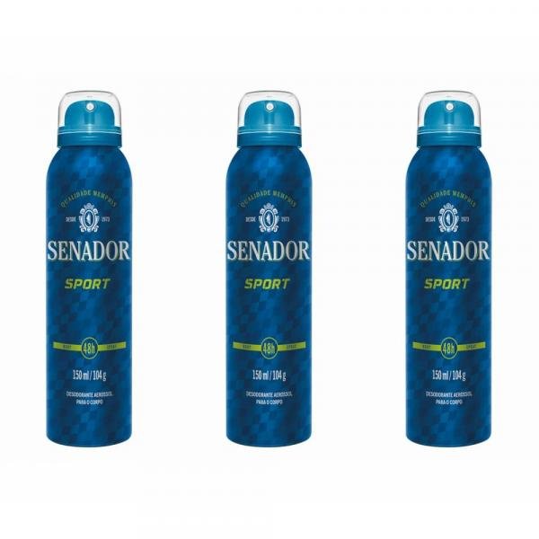 Senador Sport Desodorante Aerosol 150ml (Kit C/03)