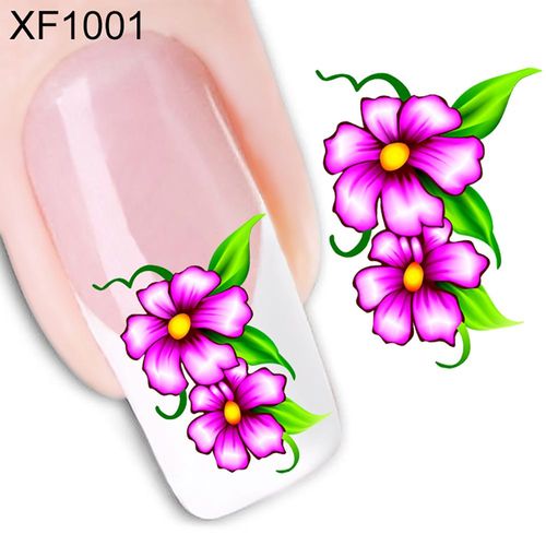 Senhora Beleza Flor Floral Nail Art Sticker Decalque de Transferência de Água Decal Diy Manicure