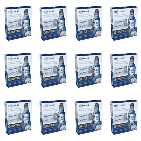 Sensodyne Extra Fresh Creme Dental 2x50g + Enxaguante Bucal 300ml (Kit C/12)