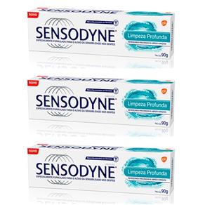 Sensodyne Limpeza Profunda Creme Dental 90g - Kit com 03