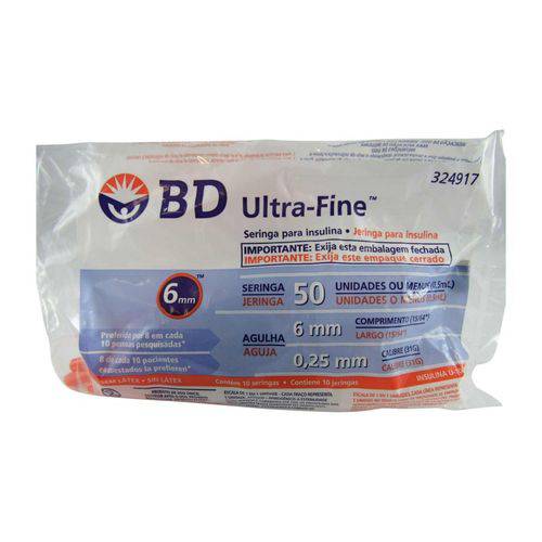 Seringa Insulina Ultra Fine 50ui 6x0,25mm Bd 10un