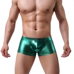 Sexy Gloss Homens De Imitação De Couro Boxers Slim Fit Elastic Bulge Briefs Underwear