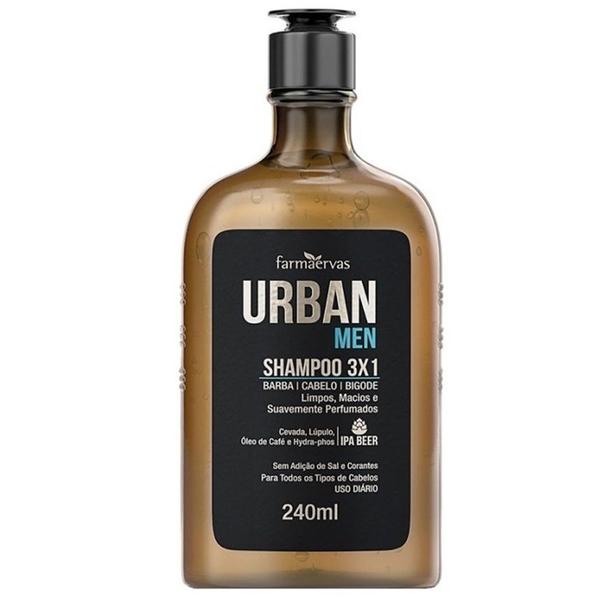 Shampo 3x1 para Barba Cabelo e Bigode Urban Men - Farmaervas