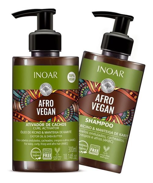 Shampoo 300ml + Ativador de Cachos 300ml Inoar Afro Vegan