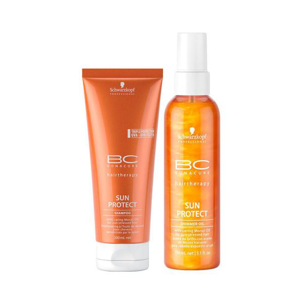 Shampoo 200ml e Spray de Brilho 150ml Sun Protect Protetor Capilar Schwarzkopf - Inoar