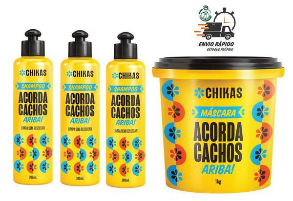 Shampoo 300ml X3 + Máscara 1Kg Acorda Cachos Chikas Low Poo - Bio Extratus