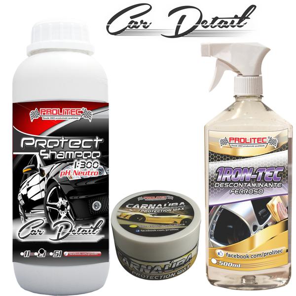 Shampoo 1:300 2 Litros + IronTec 500ml + Carnaúba Protection Wax 120 Gramas - Prolitec