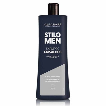 Shampoo Alfaparf Stilo Men Grisalhos Extrato de Linho e Filtro Uv Elimina o Amarelado 250ml