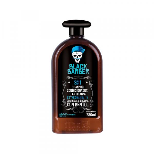Shampoo Anticaspa Black Barber 3 em 1 280ml - Muriel