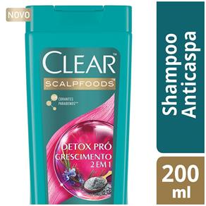 Shampoo Anticaspa Clear Detox Pró-Crescimento com Argila 200ml