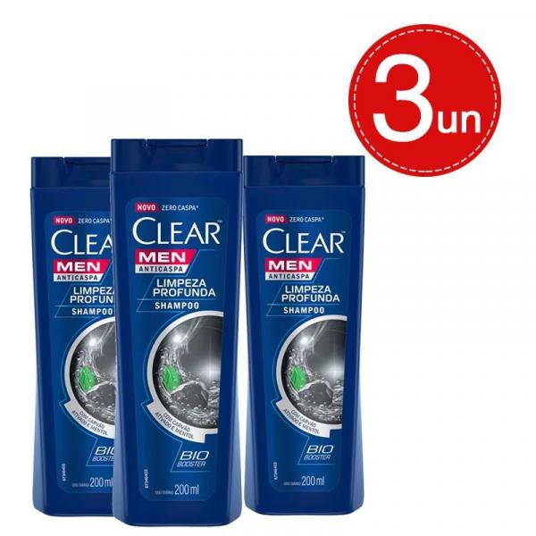 Shampoo Anticaspa Clear Men Limpeza Profunda 200ml Leve 3 Pague 2