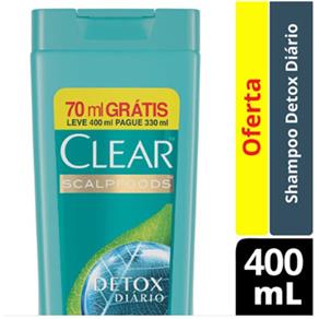 Shampoo Anticaspa Clear Scalpfoods Detox Diário - 400 Ml