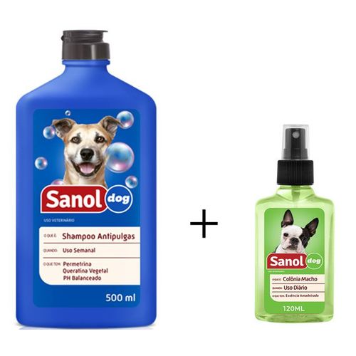 Shampoo Antipulga 500ml + Colonia Perfume para Cães Machos