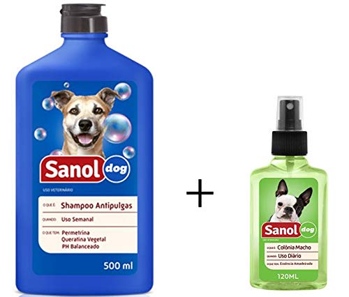 Shampoo Antipulga 500ml + Colonia Perfume para Cães Machos