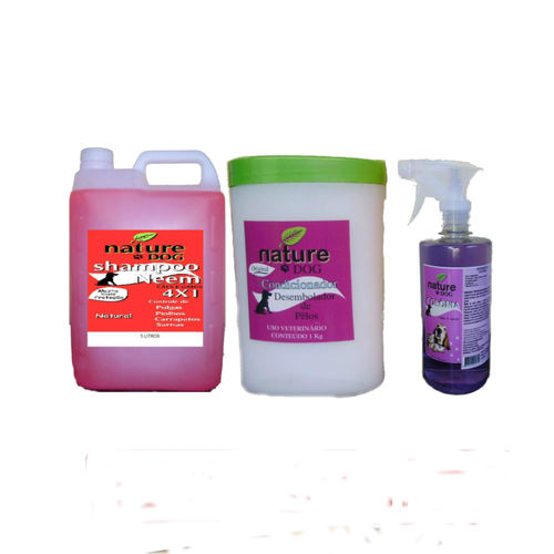 Shampoo Anti Pulgas 5L +Colônia 500ml +Condicionador 1kg para Cães e Gatos (Kit Nature Dog)