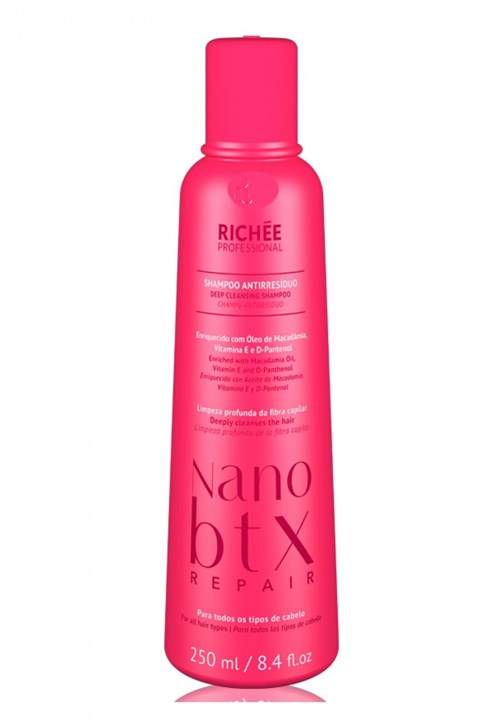 Shampoo Antirresíduos Richée Nanobtx Repair 250ml Rosa