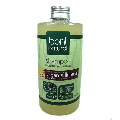 Shampoo Argan e Linhaça Boni Natural 500Ml