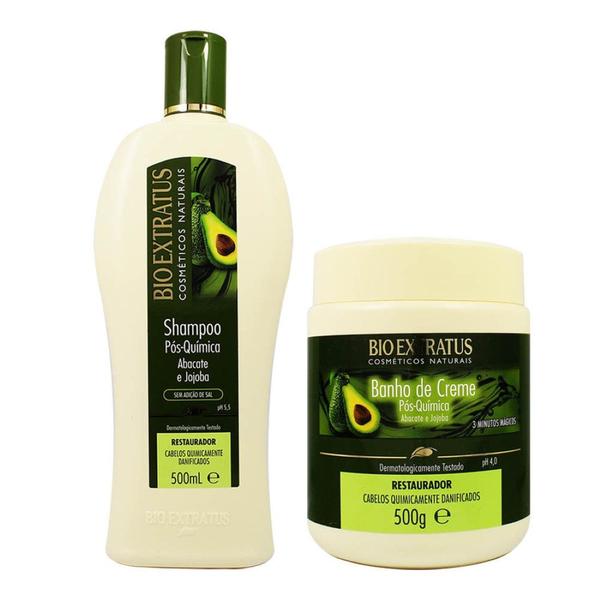 Kit Shampoo e Banho de Creme Pós Química Abacate e Jojoba 500g - Bio Extratus